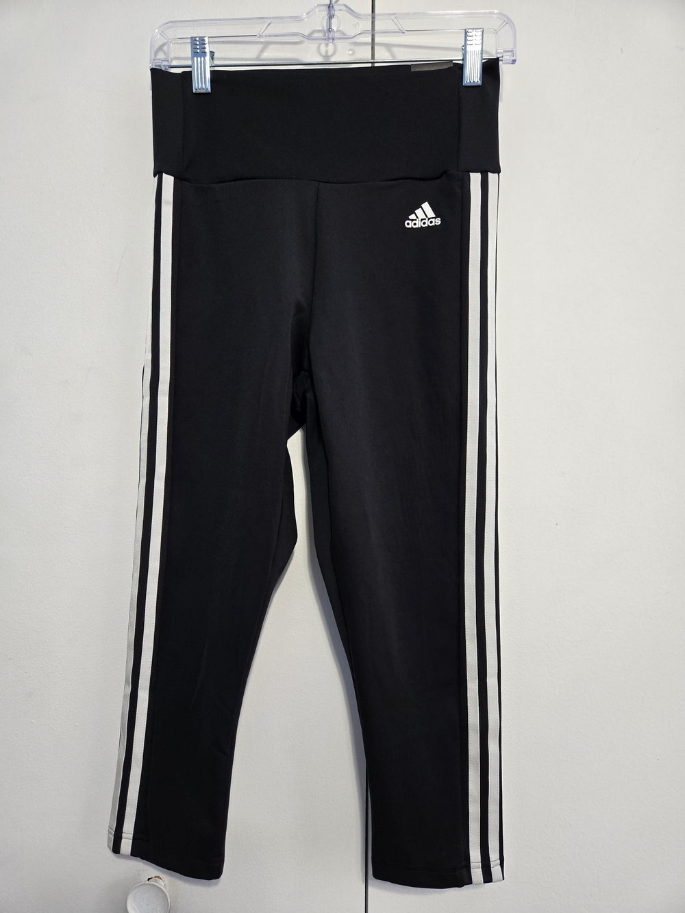 NWT Adidas AeroReady High Rise 3/4 Leggings Black White Stripes Size S